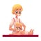 Young beautiful therapist doing baby massage, cartoon vector illustration