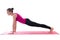 Young beautiful woman doing push up exercise on yoga mat isolate