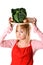 Young beautiful woman with fresh savoy cabbage