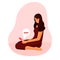 young beautiful woman is looking at pregnancy test. Negative pregnancy test Girl sitting on the floor crying she is not