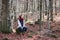 Young beautiful woman in one of the most amazing beech forest in Europe, La Fageda d\'en Jorda, an amazing forest.