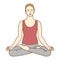 Young beautiful woman practicing yoga, sitting in Padmasana pose, Lotus exercise