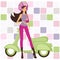 Young beautiful woman with scooter