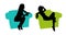 Young beautiful woman seated in the armchair silhouettes set 2