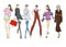 Young beautiful woman in stylish clothes. Sale concept. Hand-drawn fashion illustration