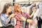 Young beautiful women at the weekly cloth market