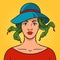 Young beauty woman as Medusa Gorgo pop art raster