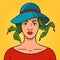 Young beauty woman as Medusa Gorgo pop art vector