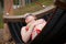 Young beutiful pregnant woman relaxing in hammock