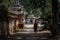 Young bhuddist monks walking down the streets of ancient Mandalay, Mandalay, Mandalay Region, Myanmar