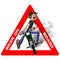 Young biker scary quickly rides on a motobike. Biker on board sticker. Vector illustration