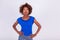 Young black African American woman with frizzy afro hair looking