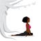 young black lady practicing seated yoga asana, young woman in pink gym outfit practicing spin twist yoga asana