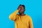 Young Black Man Doing Facepalm Gesture While Standing Isolated Over Blue Background