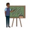 Young black teacher male with chalkboard character