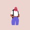 A young black thoughtful student girl with pink hair and backpack on his back thinking for solution gathering ideas for