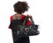 Young black woman with handbag over her shoulder