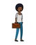 Young black woman with portfolio character
