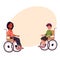 Young black woman and teenaged white boy in wheelchairs