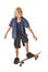 Young blond boy on skateboard