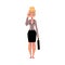 Young blond businesswoman with briefcase calling, talking by mobile phone