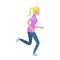 Young Blonde Girl in Slinky Sport Form Running