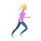 Young Blonde Girl in Slinky Sport Form Running