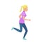 Young Blonde Girl in Slinky Sport Form Running