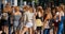 Young blonde girls on a guided tour through a German city