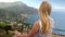 Young blonde woman walking in Ravello at Italy