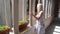 Young blonde woman walking in Ravello at Italy