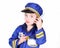 Young booy in police costume