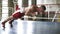 Young boxer, fit man doing clapping push-ups explosive strength. Training concept, workout, strength, power. Working out