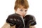 Young Boy Boxer with Boxing Gloves