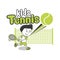 Young Boy. Boy Playing Tennis. Kids Tennis. Vector Illustration on White Background. Tennis in College.