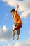 Young boy on chain swing