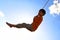 Young boy on chain swing