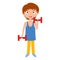 Young boy with dumbbells vector.