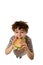 Young boy eating healthy sandwich