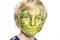 Young boy with face painting monster