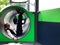 Young boy is having fun at the playground inside slide tube. Summer activity outdoors