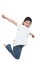 Young boy jumping with joy