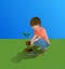 Young Boy Planting Oak Tree