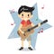 Young boy playing Acoustic guitar Happy Love music Star