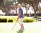 Young Boy Practising Golf