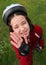 Young boy in protective helmet