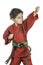 Young Boy in a Red Karate Uniform