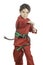 Young Boy in a Red Karate Uniform