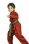 Young Boy in a Red Karate Uniform