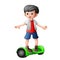 Young boy riding a electric scooter